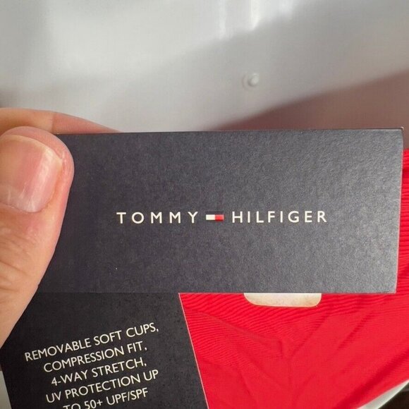 Tommy Hilfiger One Piece Ribbed Halter Neck Swimuit Scarlet Size 10 - Picture 7 of 9